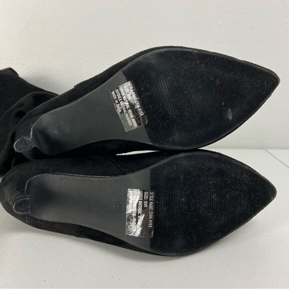 Ashley Stewart Diva Black Vegan Suede Over the Knee Spiked Heel Boots Size 9W - Picture 5 of 14